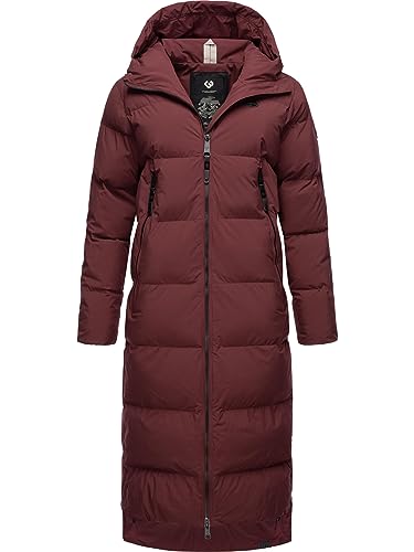 Ragwear Damen Wintermantel Warmer wasserdichter und atmungsaktiver Steppmantel extralang mit Kapuze Patrise Wine Red Gr. 4XL von Ragwear