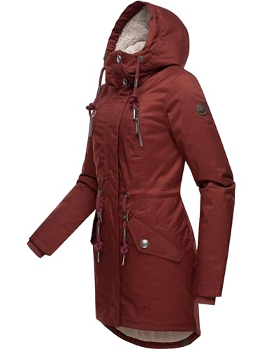 Ragwear Damen Wintermantel warm gefütterter Parka lang wasserdicht mit Kapuze Elsie Melange Wine Red Gr. 3XL von Ragwear