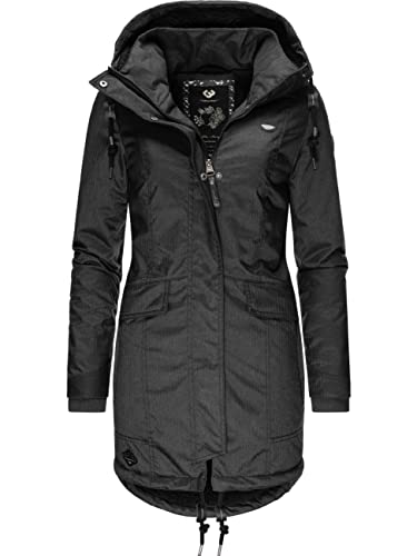 Ragwear Damen Wintermantel Warmer Parka Lang mit Kapuze Tunned Dark Grey Gr. XS von Ragwear