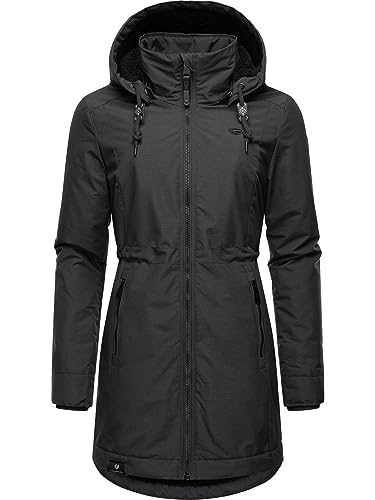 Ragwear Damen Wintermantel Warmer Parka lang wasserdicht mit Abnehmbarer Kapuze Dakkota Dark Grey Gr. 3XL von Ragwear