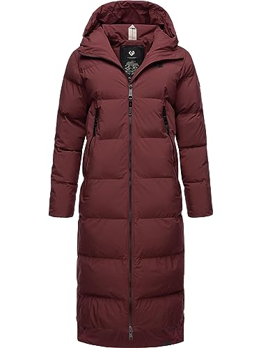 Ragwear Damen Wintermantel Warmer Steppmantel extralang mit Kapuze Patrise Wine Red Gr. 3XL von Ragwear