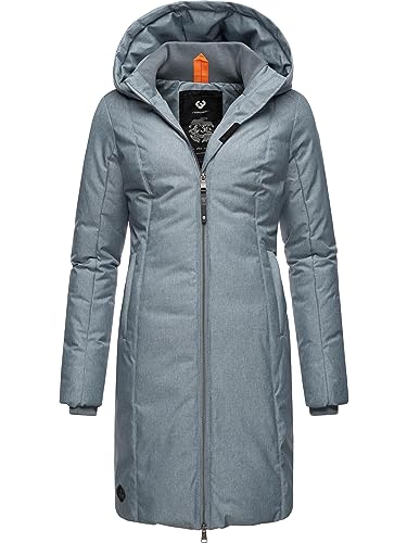 Ragwear Damen Wintermantel Warmer Steppmantel lang mit Kapuze Amarri Arctic Blue23 Gr. M von Ragwear