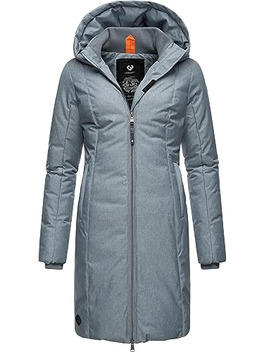 Ragwear Damen Wintermantel Warmer wasserdichter Steppmantel lang mit Kapuze Amarri Arctic Blue23 Gr. XL von Ragwear