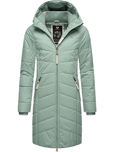 Ragwear Damen Wintermantel Warmer Steppmantel lang mit Kapuze Dizzie Coat Dusty Green23 Gr. XL von Ragwear