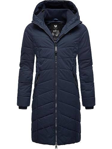 Ragwear Damen Wintermantel Warmer Steppmantel lang mit Kapuze Dizzie Coat Navy23 Gr. M von Ragwear