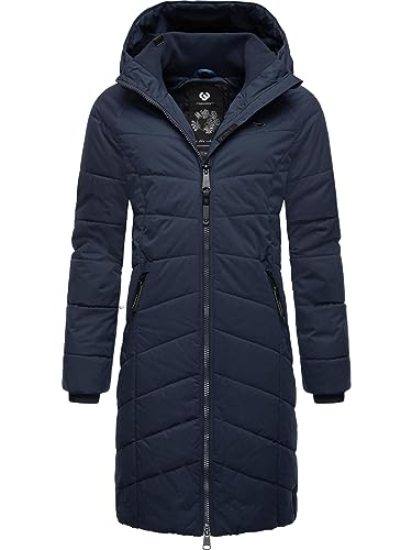 Ragwear Damen Wintermantel Warmer wasserdichter Steppmantel lang mit Kapuze Dizzie Coat Navy23 Gr. XXL von Ragwear