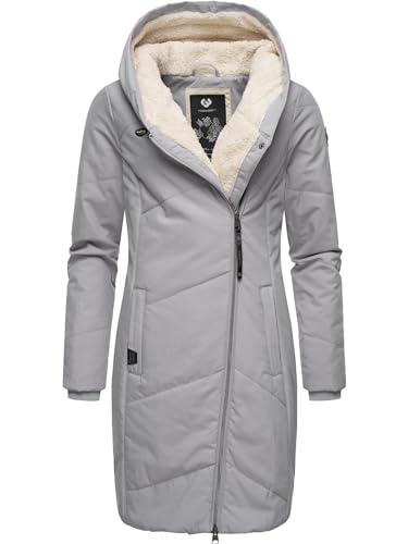 Ragwear Damen Wintermantel Warmer Steppmantel lang mit Kapuze Gordon Long Intl Ash Grey23 Gr. S von Ragwear