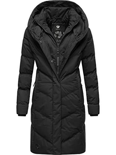 Ragwear Damen Wintermantel Warmer Steppmantel lang wasserdicht mit Kapuze Natalka Intl Black22 Gr. 3XL von Ragwear