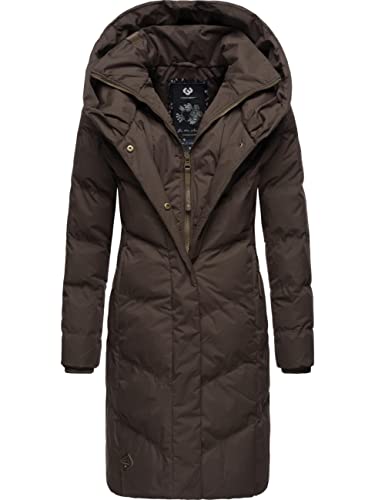 Ragwear Damen Wintermantel Warmer Steppmantel lang wasserdicht mit Kapuze Natalka Intl Dark Choco022 Gr. 4XL von Ragwear