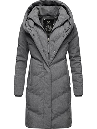 Ragwear Damen Wintermantel warmer Steppmantel lang wasserdicht mit Kapuze Natalka Grey22 Gr. L von Ragwear