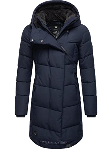 Ragwear Damen Wintermantel Warmer Steppmantel lang mit Kapuze Pavla Intl Navy22 Gr. M von Ragwear