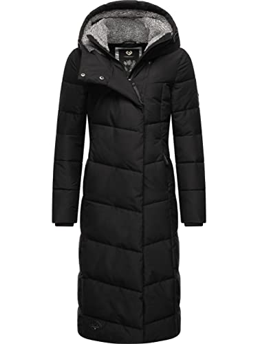 Ragwear Damen Wintermantel Warmer Steppmantel lang mit Kapuze Pavla Long Black22 Gr. L von Ragwear