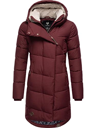 Ragwear Damen Wintermantel Warmer Steppmantel lang mit Kapuze Pavla Intl Wine Red22 Gr. M von Ragwear