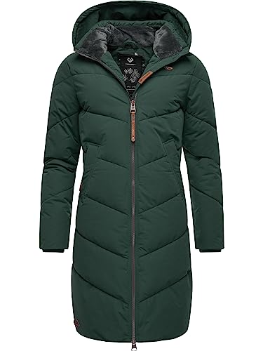 Ragwear Damen Wintermantel Warmer Steppmantel lang mit Abnehmbarer Kapuze Rebelka Dark Olive022 Gr. 3XL von Ragwear