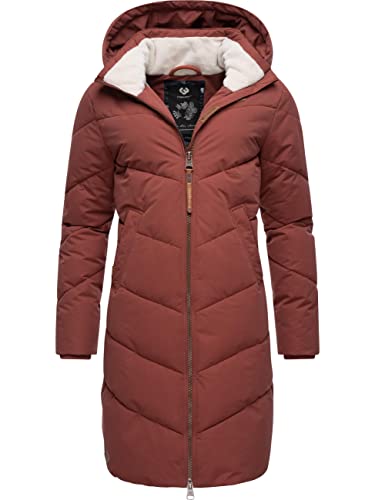 Ragwear Damen Wintermantel Warmer wasserdichter Steppmantel lang mit Abnehmbarer Kapuze Rebelka Terracotta22 Gr. L von Ragwear