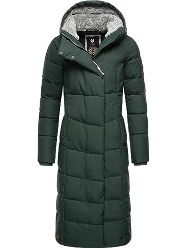 Ragwear Damen Wintermantel Warmer Steppmantel lang wasserdicht Pavla Extralong Dark Green Gr. L von Ragwear