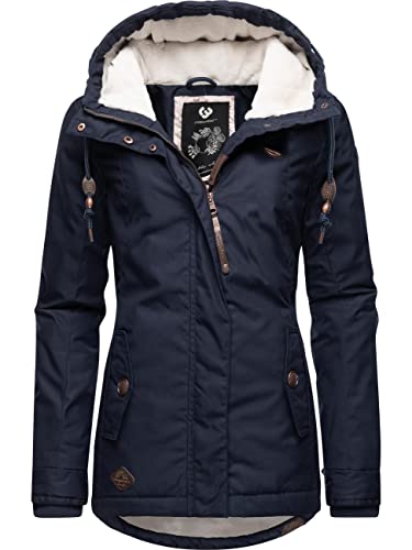 Ragwear Damen Winterjacke Warmer Kurzmantel mit Kapuze Monade Navy22 Gr. L von Ragwear