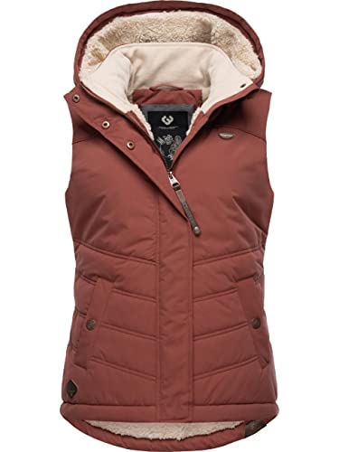Ragwear Damen ärmellose Outdoorweste warme Winterjacke wasserdicht mit Abnehmbarer Kapuze Hesty Intl Terracotta22 Gr. XS von Ragwear