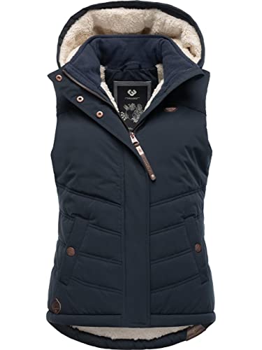 Ragwear Damen ärmellose Outdoorweste warme Winterjacke wasserdicht mit Abnehmbarer Kapuze Hesty Intl Navy22 Gr. S von Ragwear