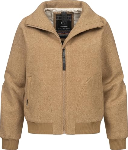 Ragwear Damen angesagte Oversized Übergangsjacke in Woll-Optik Kurze Outdoorjacke Toscia Brown Sugar Gr. M von Ragwear