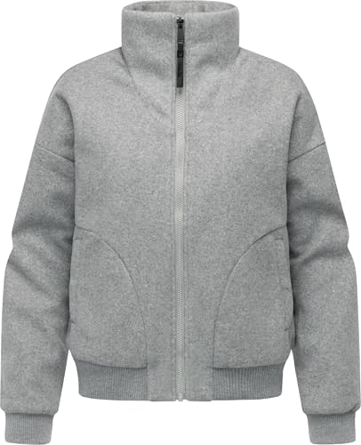 Ragwear Damen angesagte Oversized Übergangsjacke in Woll-Optik Kurze Outdoorjacke Toscia Light Grey25 Gr. XS von Ragwear