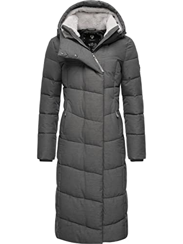 Ragwear Damen atmungsaktiver Wintermantel Warmer wasserdichter Steppmantel lang mit Kapuze Pavla Long Intl Grey Gr. S von Ragwear
