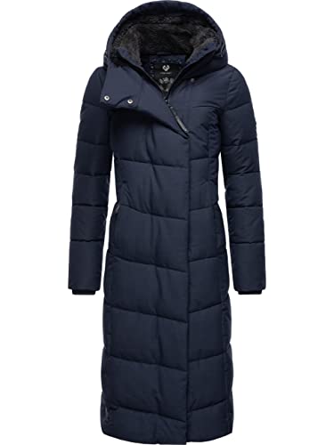 Ragwear Damen atmungsaktiver Wintermantel Warmer wasserdichter Steppmantel lang mit Kapuze Pavla Long Intl Navy Gr. S von Ragwear