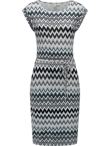 Ragwear Damen bequemes Sommerkleid Kurzarm Midikleid Gemustert mit Stoffgürtel Taggien Print YOUMODO Ash Gr. XS von Ragwear