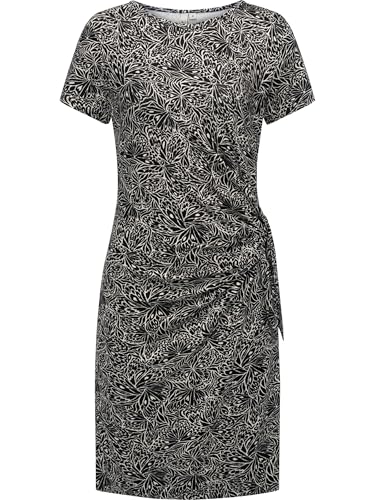 Ragwear Damen gemustertes kurzes Sommerkleid Kurzarm Minikleid mit seitlichem Bindeband Knotta Print YOUMODO Black Gr. XL von Ragwear