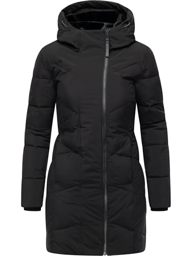 Ragwear Damen kurzer wasserdichter Wintermantel warmer Steppmantel mit Kapuze und kuscheligem Fleece Innenfutter Pevilla YOUMODO Black Gr. M von Ragwear