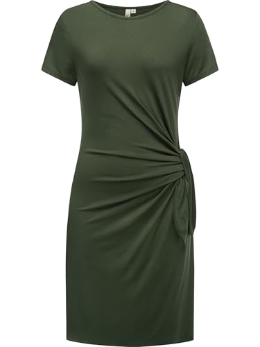 Ragwear Damen kurzes Sommerkleid Kurzarm Minikleid mit seitlichem Bindeband Knotta YOUMODO Dark Olive Gr. L von Ragwear