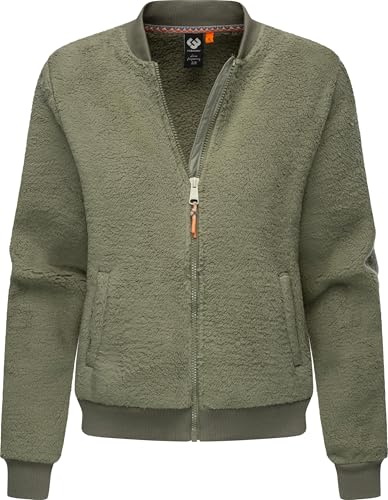 Ragwear Damen kuschelige Teddy-Fleecejacke warme Plüschjacke mit elastischen Bündchen Cairro Dusty Olive Gr. XXL von Ragwear