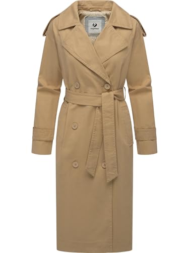 Ragwear Damen lange Übergangsjacke eleganter Mantel Klassischer Trenchcoat Longtrench YOUMODO Sand Gr. L von Ragwear