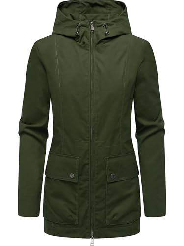 Ragwear Damen leichte Übergangsjacke Kurze Herbstjacke mit Kapuze Monadetta B YOUMODO Dark Olive Gr. 3XL von Ragwear