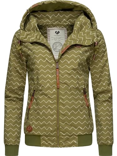 Ragwear Damen leichte Übergangsjacke Regenjacke wasserdicht kurz gefüttert mit Kapuze Nuggie A Light Olive22 Gr. XS von Ragwear