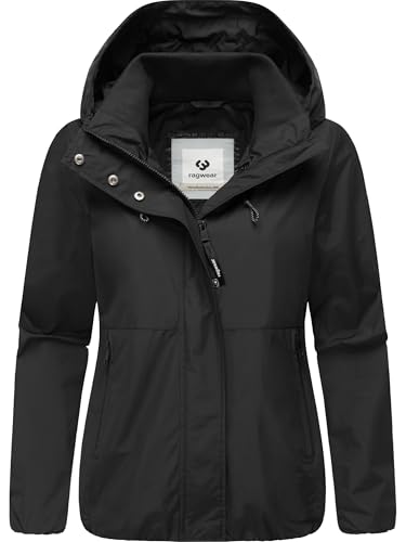 Ragwear Damen leichte Übergangsjacke wasserdichte und atmungsaktive Herbstjacke kurz mit Kapuze Sunniva Light YOUMODO Black Gr. XXL von Ragwear