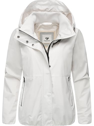 Ragwear Damen leichte Übergangsjacke wasserdichte und atmungsaktive Herbstjacke kurz mit Kapuze Sunniva Light YOUMODO Off White Gr. L von Ragwear