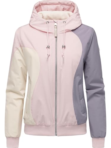 Ragwear Damen leichte wasserdichte Übergangsjacke Kurze Sommerjacke mit Fleecefutter und Kapuze Oggie Block Warm YOUMODO Marshmallow Gr. M von Ragwear