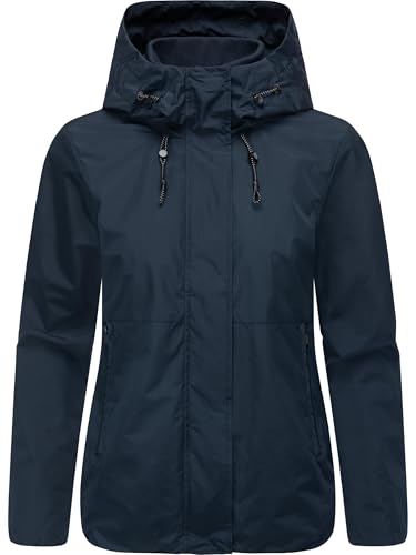 Ragwear Damen leichte wasserdichte und atmungsaktive Übergangsjacke Sommerjacke kurz mit Verstellbarer Kapuze Sunniva A YOUMODO Navy Gr. S von Ragwear