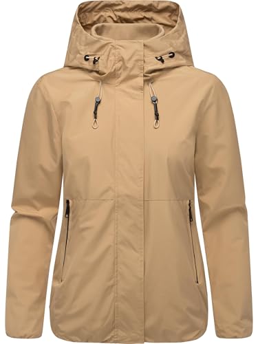 Ragwear Damen leichte wasserdichte und atmungsaktive Übergangsjacke Sommerjacke kurz mit Verstellbarer Kapuze Sunniva A YOUMODO Sand Gr. XXL von Ragwear