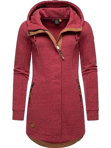 Ragwear Damen Leichter Sweat Übergangsmantel lang windabweisend mit Kapuze Letty Intl. Raspberry23 Gr. XL von Ragwear