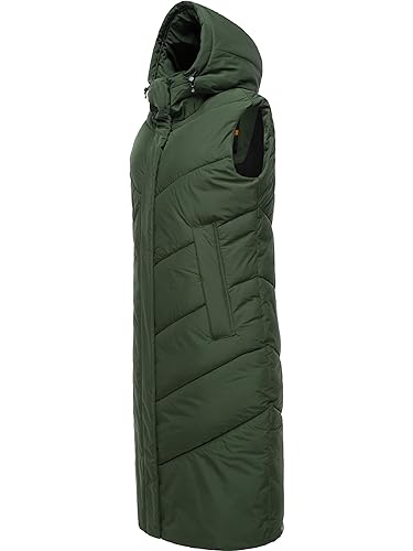 Ragwear Damen warme Winter Steppweste mit Kapuze Suminka Vest Dark Olive Gr. XS von Ragwear