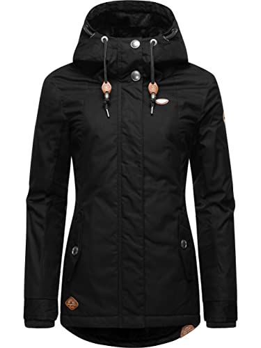 Ragwear Damen warme Kurze Winterjacke mit Kapuze Monade Intl Black22 Gr. 6XL von Ragwear