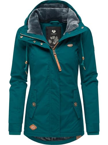 Ragwear Damen warme Kurze Winterjacke mit Kapuze Monade Intl Dark Green22 Gr. L von Ragwear