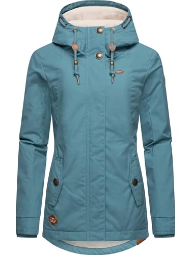 Ragwear Damen warme Kurze Winterjacke mit Kapuze Monade Intl Ocean Green24 Gr. L von Ragwear
