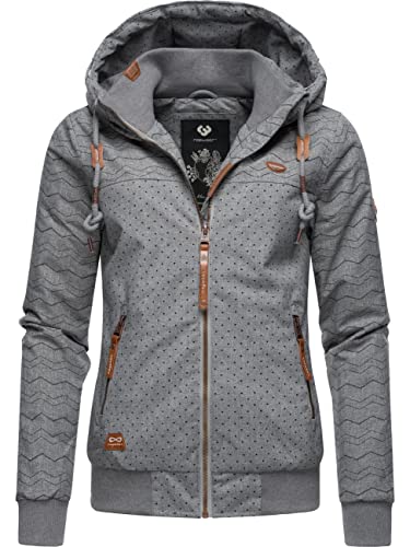 Ragwear Damen warme wasserdichte Winterjacke mit Kapuze Nuggie Zig Zag Intl. Grey22 Gr. S von Ragwear