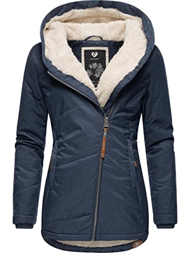 Ragwear Damen warme wasserdichte Winterjacke mit Ziernähten und kuscheliger Kapuze Gordon Intl Navy22 Gr. S von Ragwear