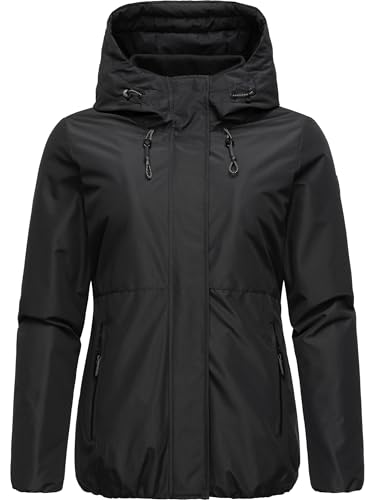 Ragwear Damen warme wasserdichte und atmungsaktive Winterjacke kurz mit flauschigem Teddyfell-Innenfutter Sunniva YOUMODO Black Gr. L von Ragwear
