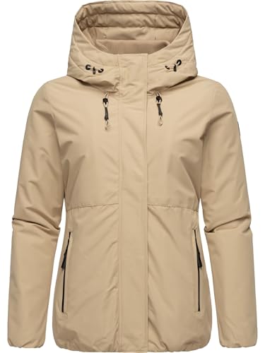 Ragwear Damen warme wasserdichte und atmungsaktive Winterjacke kurz mit flauschigem Teddyfell-Innenfutter Sunniva YOUMODO Taupe Gr. M von Ragwear