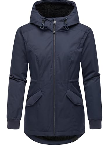Ragwear Damen warme wasserdichte und atmungsaktive Winterjacke mit kuscheliger Kapuze Dowey Warm Rain YOUMODO Navy Gr. XL von Ragwear